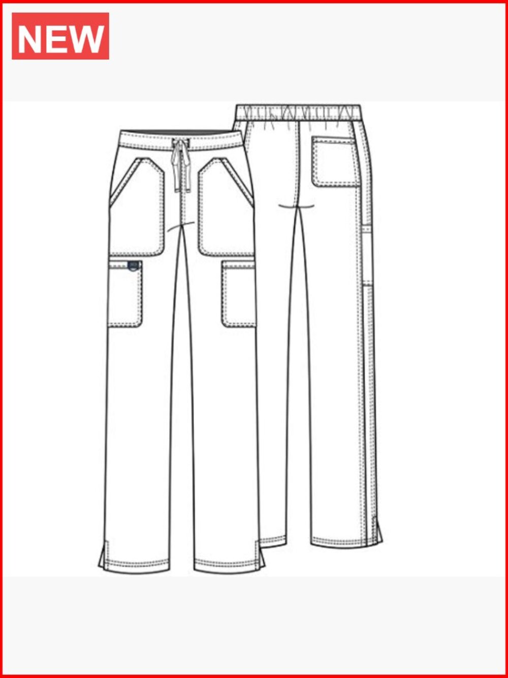 Mid Rise Moderate Flare Drawstring Scrub Pants - Picture 6 of 7